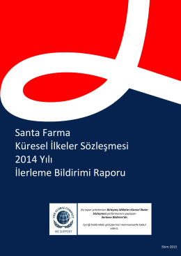 Santa Farma Küresel İlkeler Sözleşmesi İlerleme Bildirimi Raporu