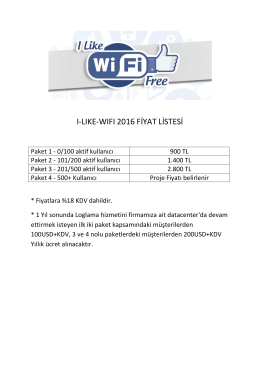I-LIKE-WIFI 2016 FİYAT LİSTESİ