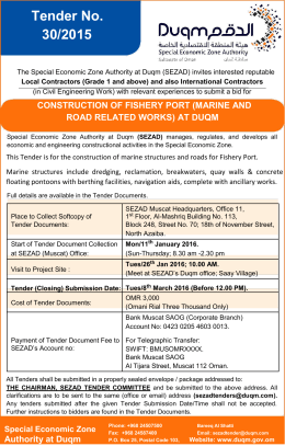 Tender No. 30/2015 – Construction of Fishery Port (Marine and