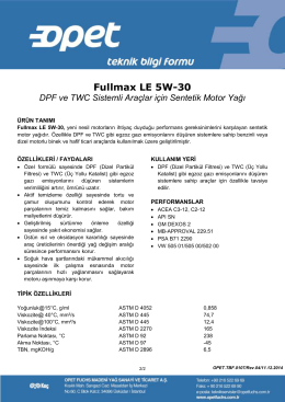 Fullmax LE 5W-30 - Opet Madeni Yağları