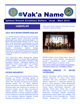 Vak`a Name Ocak-Mart 2015 - İşletme İktisadı Enstitüsü