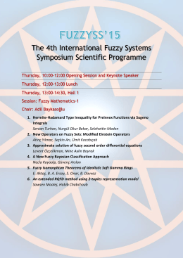 The 4th International Fuzzy Systems Symposium Scientific Programme