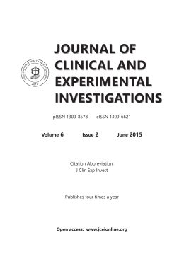 İçindekiler Dosyası - Klinik ve Deneysel Araştırmalar Dergisi
