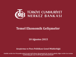 TC. Merkez Bankası`nca hazırlanmış Türkiye Ekonomisi Temel