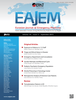 Original Articles Review - Eurasian Journal of Emergency Medicine