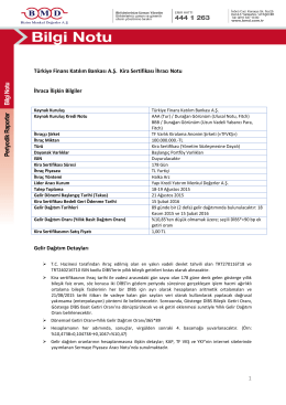 1 Türkiye Finans Katılım Bankası A.Ş. Kira Sertifikası İhracı Notu