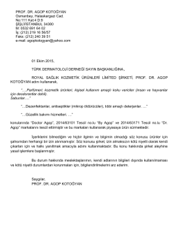 Prof.Dr. Agop KOTOGYAN`ın Mektubu