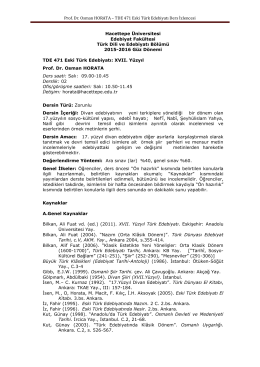 TDE 471 Eski Türk Edebiyatı Ders İzlencesi
