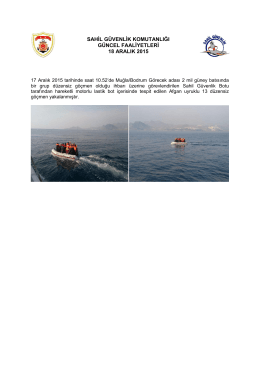17 Aralık 2015 - Sahil Güvenlik Komutanlığı