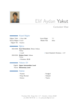 Elif Aydan Yakut – Curriculum Vitae