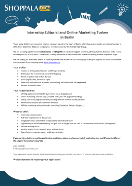 Internship Editorial and Online Marketing Turkey in Berlin