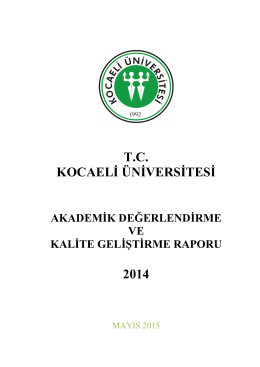 2014 ADEK Raporu Mayıs Son - Akademik Değerlendirme ve Kalite
