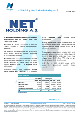 NET Holding ,Net Turizm ile Birleşiyor..!