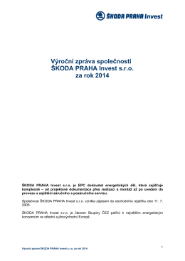 Výroční zpráva 2014 - ŠKODA PRAHA Invest