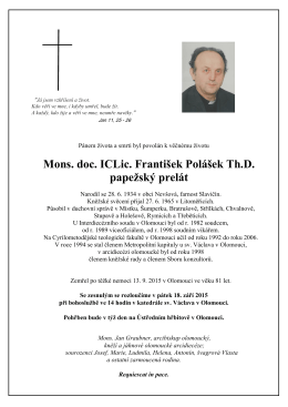 Mons. doc. ICLic. František Polášek Th.D. papežský prelát