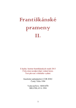 Františkánské prameny II. - Institut františkánských studií