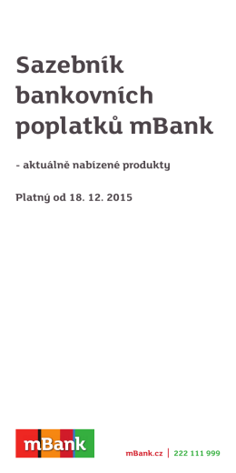 Sazebník bankovních poplatků mBank