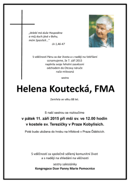 Helena Koutecká, FMA - FMA - Dcery Panny Marie pomocnice