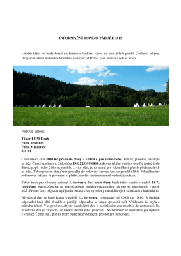 Informační dopis o táboře 2015