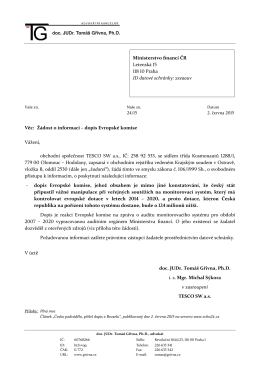 Věc: Žádost o informaci – dopis Evropské komise Vážení