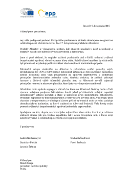 Dopis poslanců Evropského parlamentu prezidentu republiky