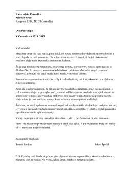 Otevřený dopis Radě města Černošice - alej