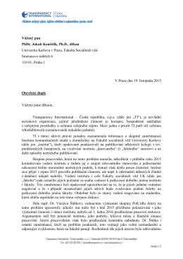 dopisem - Transparency International ČR