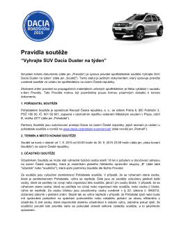 Pravidla soutěže - Dacia Česká republika