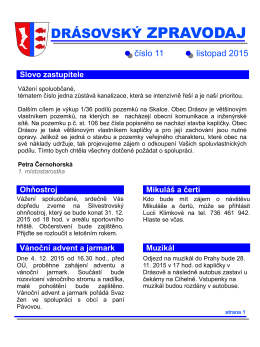 Drásovský zpravodaj - číslo 11, Listopad 2015
