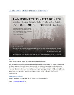 Landsknechtské táboření 2015 základní informace