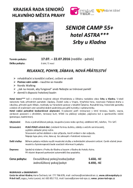 Senior Camp 55+ – Hotel Astra, Srby u Kladna, 17.7