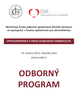 odborný program - Česká odborná společnost klinické farmacie ČLS