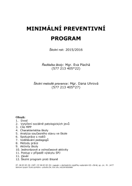 Minimální preventivní program na školní rok 2015