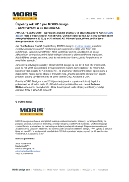 Úspěšný rok 2015 pro MORIS design – obrat vzrostl o 30 milionů Kč.
