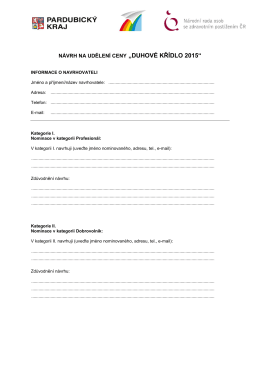 Nominační formulář a řád v tištěné podobě