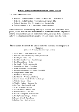 Školní seznam literárních děl k MZ z CJU pro ŠR 2015-16