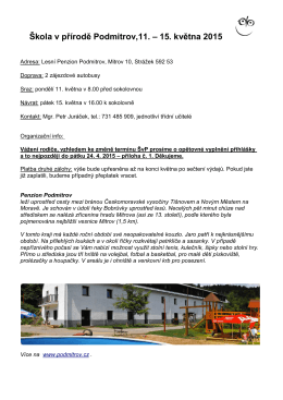 Škola v přírodě Podmitrov,11. – 15. května 2015