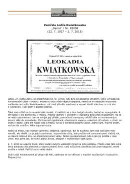 Zemřela Lodža Kwiatkowska „Sarna“ / Nr. 83058
