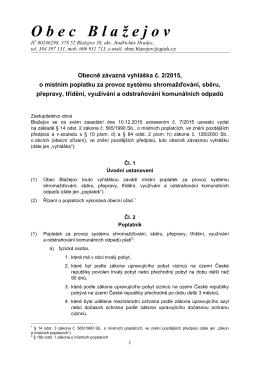 Obecně závazná vyhláška č. 2/2015, o místním poplatku