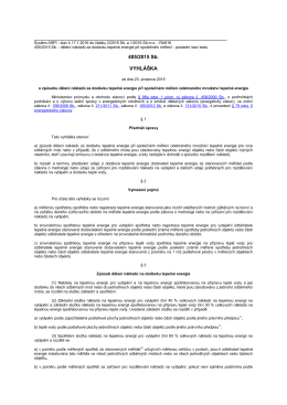 Vyhláška č. 405/2015 o způsobu dělení nákladů za