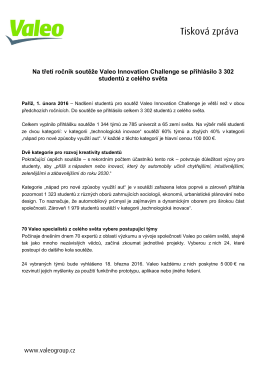 Na třetí ročník soutěže Valeo Innovation Challenge se přihlásilo 3