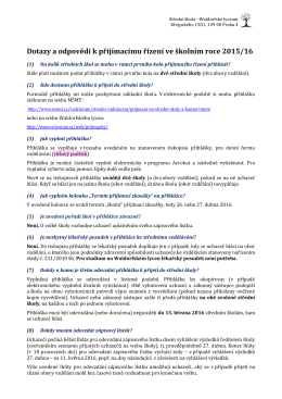Dotazy a odpovědi k přijímacímu řízení ve školním roce 2015/16
