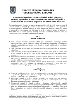 Obecně závazná vyhláška obce Kovářov č. 2/2015 o stanovení