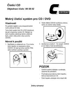 Čistící CD Mokrý čistící systém pro CD / DVD POZOR
