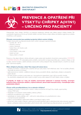 PREVENCE A OPATŘENÍ PŘI VÝSKYTU CHŘIPKY A(H1N1