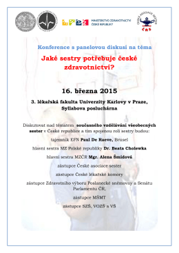 Jaké sestry potřebuje české zdravotnictví? 16. března 2015