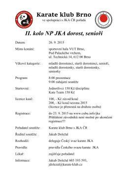 Karate klub Brno II. kolo NP JKA dorost, senioři