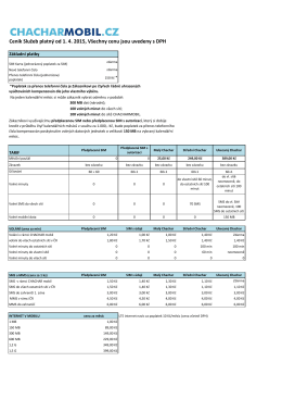 Ceník Služeb platný od 1. 4. 2015, Všechny cenu jsou uvedeny s DPH