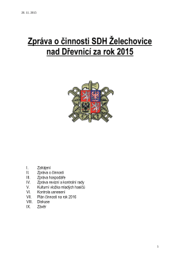 zpráva o činnosti sdh želechovice nad dřevnicí za rok 2015