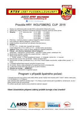 Pravidla HRY WOLFSBERG CUP 2015 Program v případě špatného